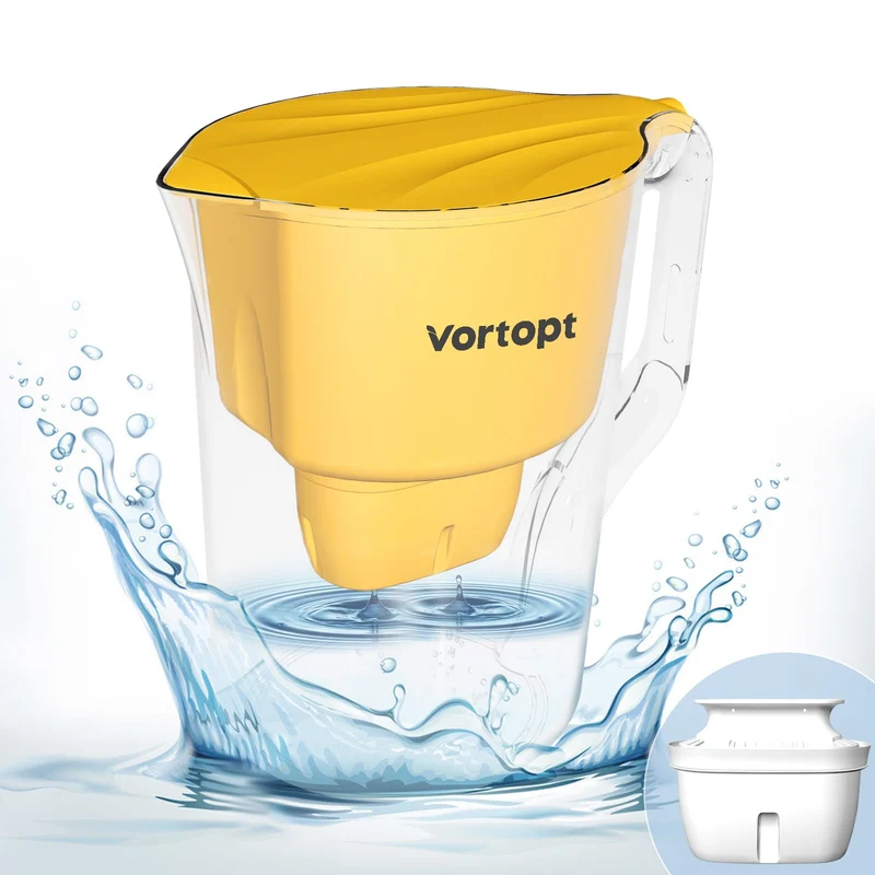 L1 Water Filter Pitcher with 1 Filter-Yellow, Vortopt