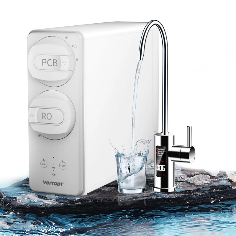 DR3 Reverse Osmosis System, 600 GPD Tankless RO Under Sink Water Filter System with Smart Display Faucet, 3:1 Pure to Drain, Reduces TDS, High Flow ,Vortopt