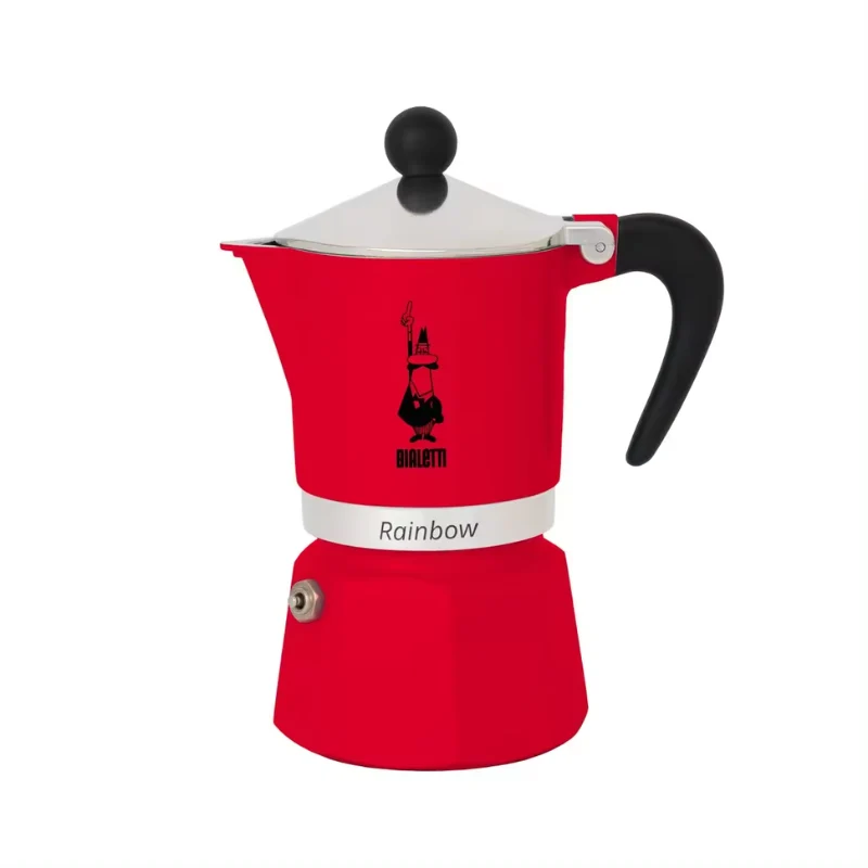 Cafetera Italiana Bialetti Rainbow Aluminio, Negro, Rojo