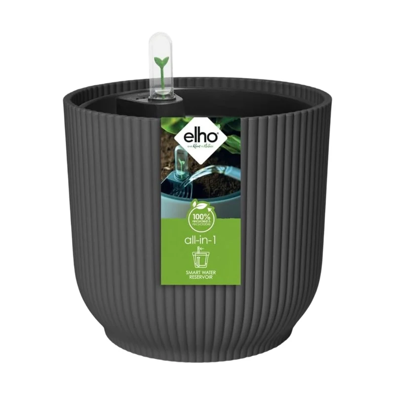 Maceta Antracita All-in-1 Vibes Round Elho 18cm + Swi 17 100% reciclado