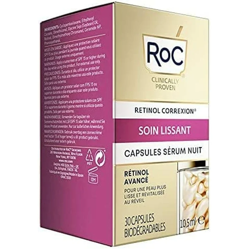 Sérum Facial Roc Line Suavizante Retinol Noche 30 Cápsulas