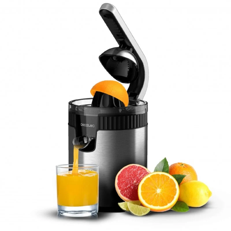 Exprimidor Eléctrico De Brazo Para Naranjas Y Cítricos Xqueeze Retrojuice 600 Steel. 600w, Estilo Retro, Filtro De Acero Inoxidable, Cono De Plástic