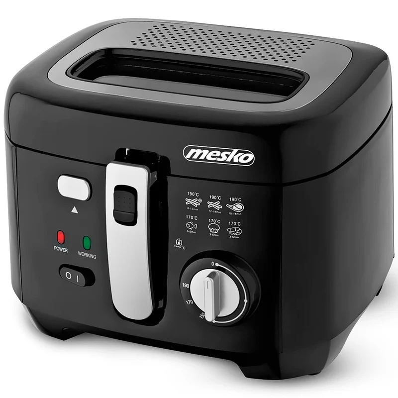 Freidora Eléctrica Compacta, 2,5 L,cubeta Desmontable Lavable, Antiadherente,libre Bpa Mesko Ms4908 1800w