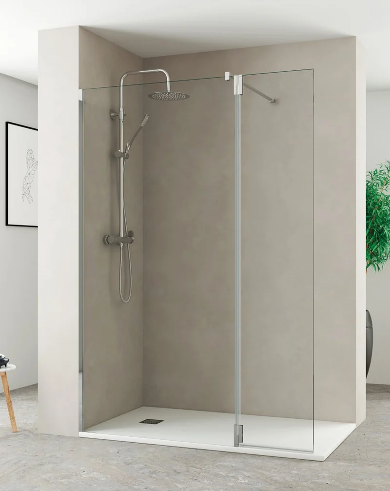 Extended Puerta de Ducha Abatible de 35cm para Completar Fijo de Ducha | 35cm x 195cm | Cromo Brillo