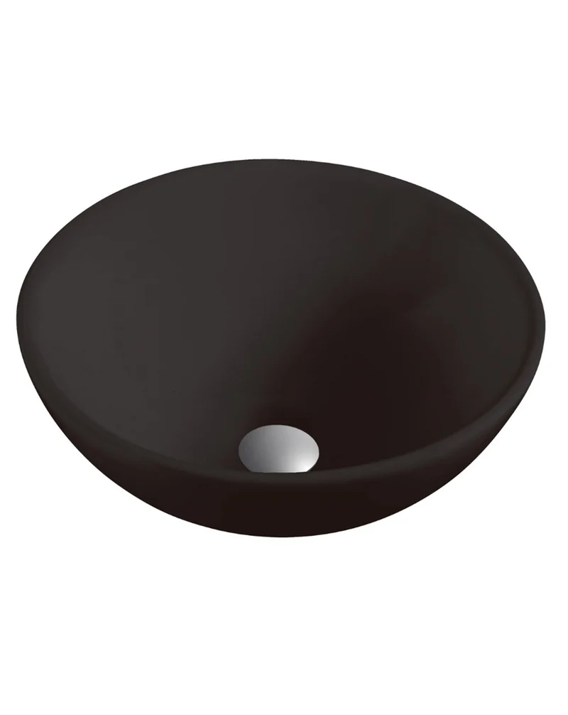 Otto Lavabo Sobre Encimera Cerámico Negro Mate| Lavadero Baño Sobremesa Lavamanos Baño para Encimera Ovalado | 40cm de Diámetro