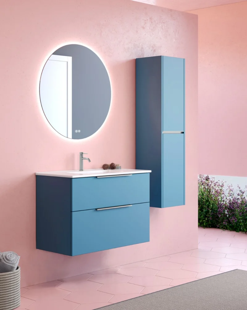 Galsaky Mueble de Baño Suspendido con Lavabo Cerámico | 2 cajones con Cierre Amortiguado y Organizador | Island Mate
