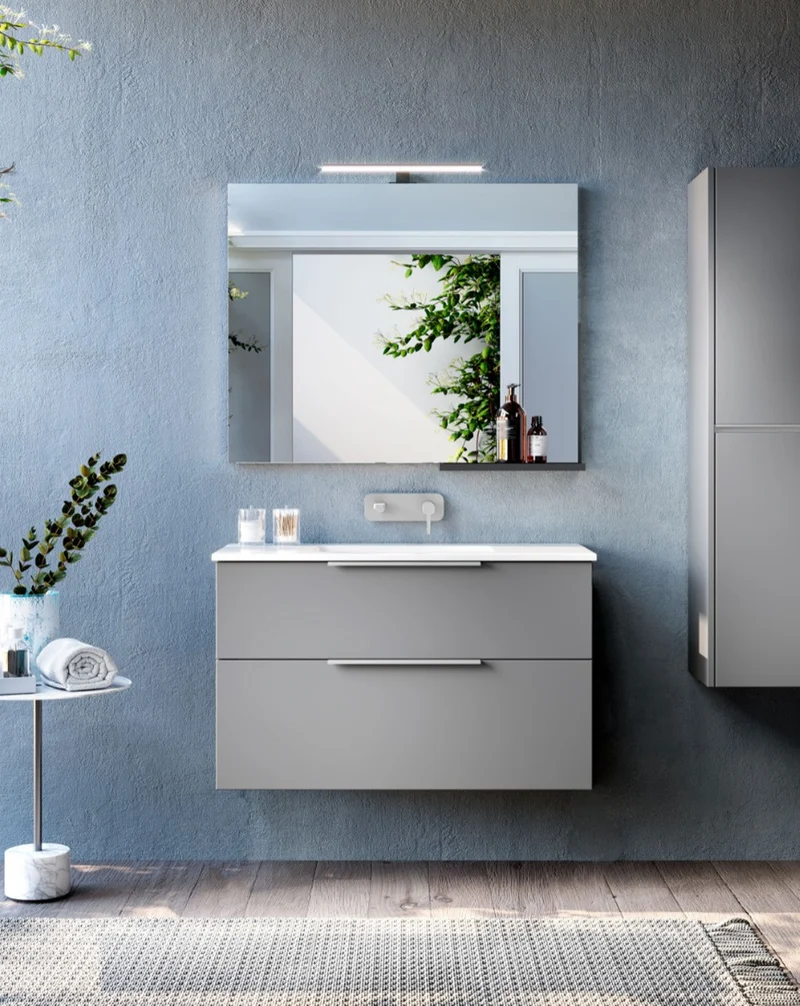 Galsaky Mueble de Baño Suspendido con Lavabo Cerámico | 2 cajones con Cierre Amortiguado y Organizador | Mist Mate