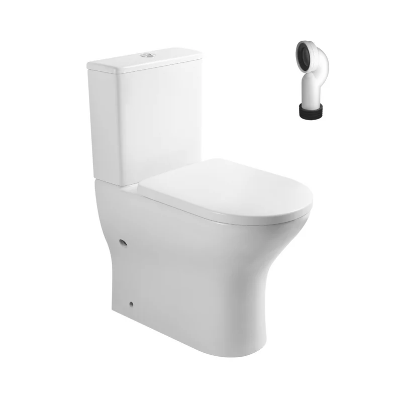 Cret Wc Inodoro Completo Confort Compacto Adosado a Pared Alto Movilidad Reducida con Sistema Rimless | Wc Completo con Salida Dual y Asiento Amortiguado