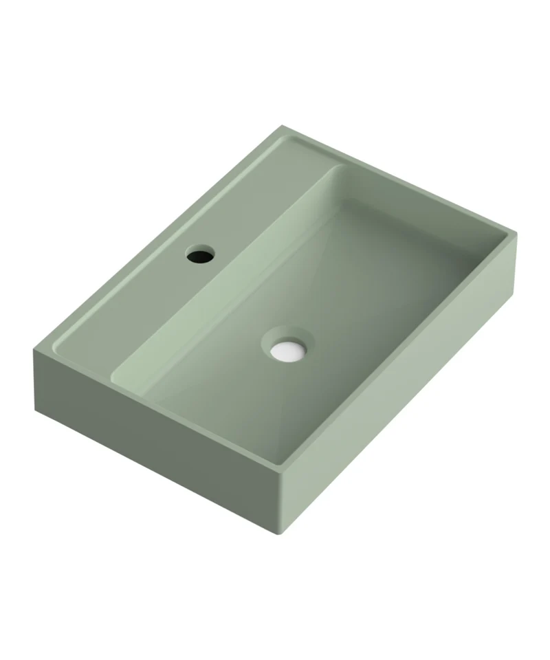 Saona Lavabo Sobre Encimera Resina Leaf | Lavamanos Baño para Encimera Rectangular | 51,5 cm