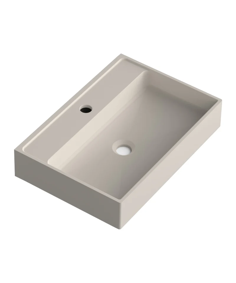 Saona Lavabo Sobre Encimera Resina Moka | Lavamanos Baño para Encimera Rectangular | 51,5 cm