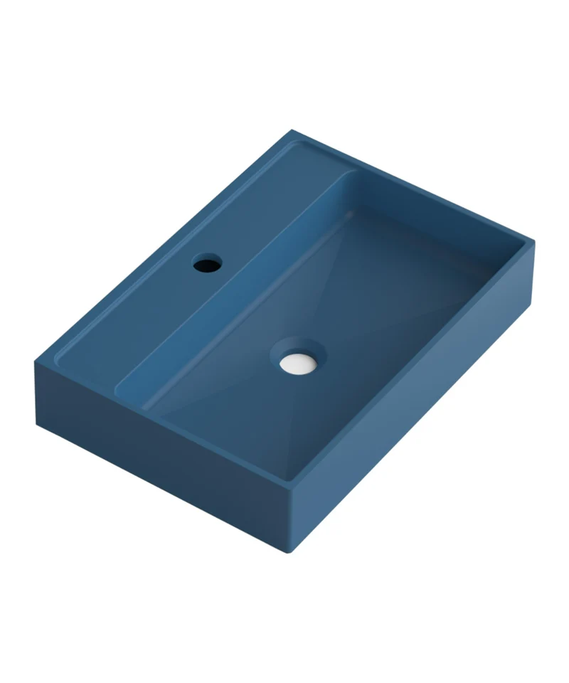 Saona Lavabo Sobre Encimera Resina Blue Space | Lavamanos Baño para Encimera Rectangular | 51,5 cm