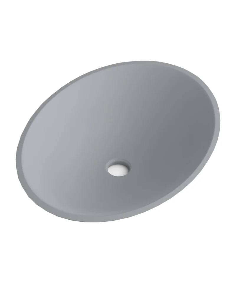 Orbit Lavabo Sobre Encimera Resina Gris | Lavamanos Baño para Encimera Ovalado | 57cm de Diámetro