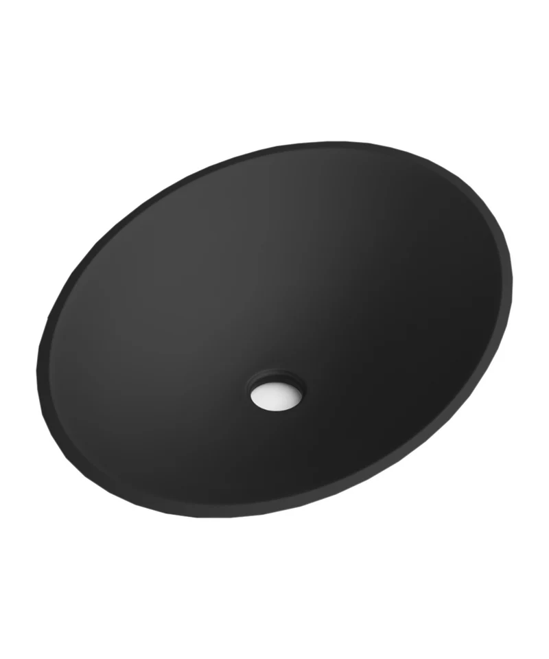 Orbit Lavabo Sobre Encimera Resina Negro | Lavamanos Baño para Encimera Ovalado | 57cm de Diámetro