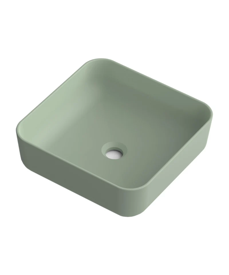 Barbados Lavabo Sobre Encimera Resina Leaf | Lavamanos Baño para Encimera Cuadrado | 37x37cm