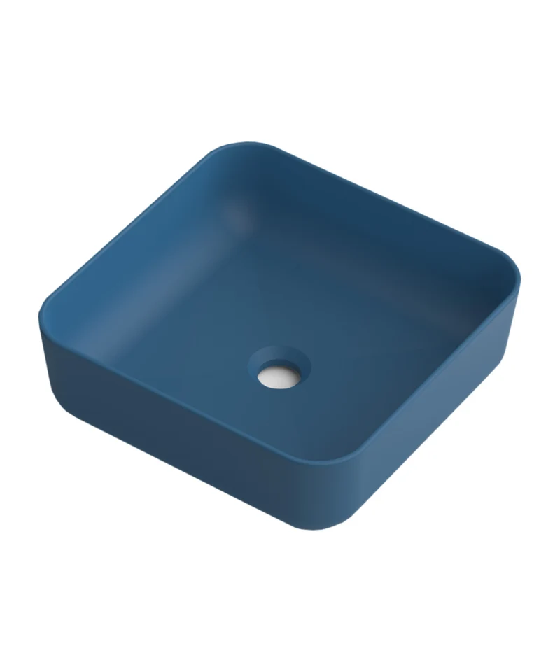 Barbados Lavabo Sobre Encimera Resina Blue Space | Lavamanos Baño para Encimera Cuadrado | 37x37cm