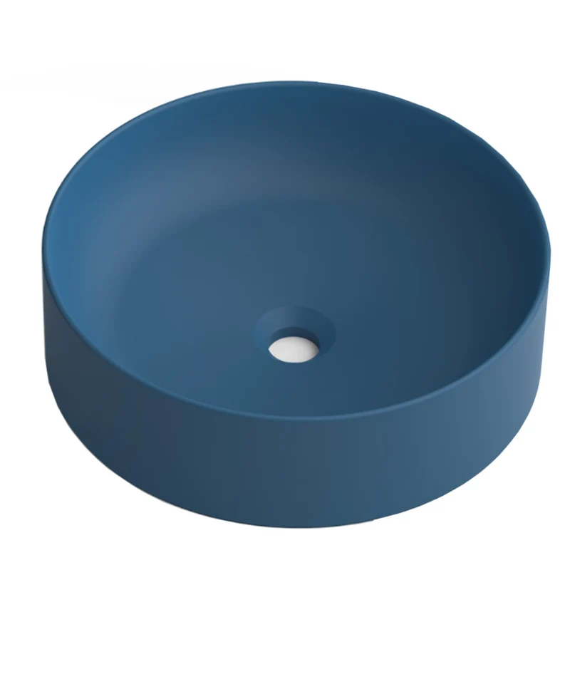 Aruba Lavabo Sobre Encimera Resina Blue Space | Lavamanos Baño para Encimera Redondo | 37cm de Diámetro
