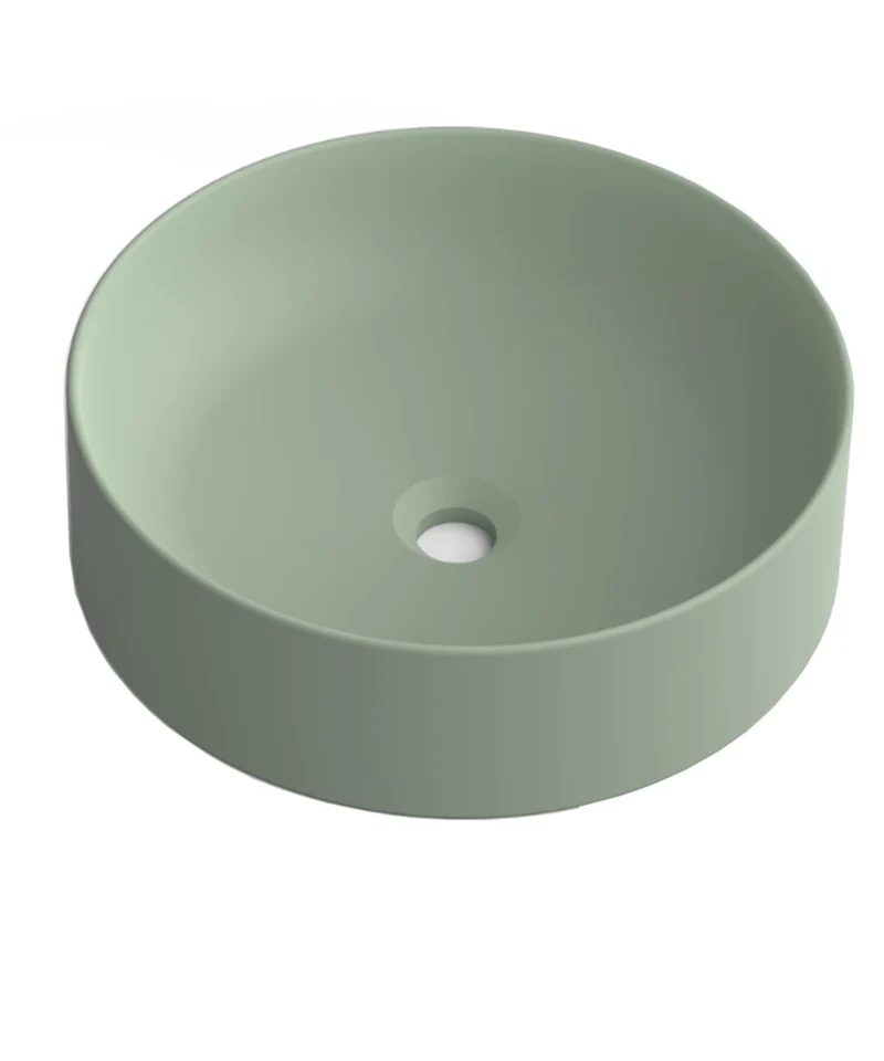 Aruba Lavabo Sobre Encimera Resina Leaf | Lavamanos Baño para Encimera Redondo | 37cm de Diámetro