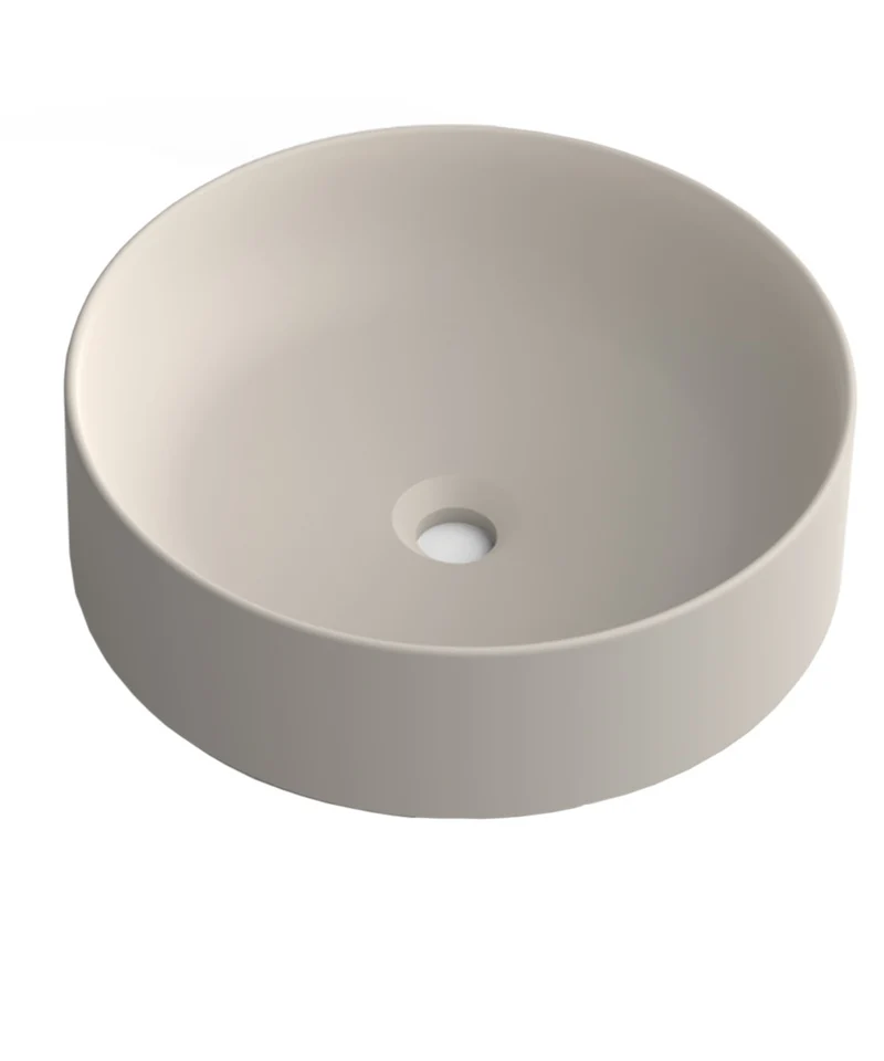 Aruba Lavabo Sobre Encimera Resina Moka | Lavamanos Baño para Encimera Redondo | 37cm de Diámetro