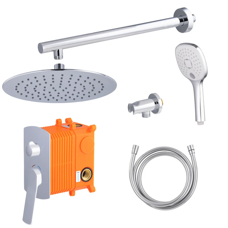 Conjunto de ducha mecánica empotrada cromada