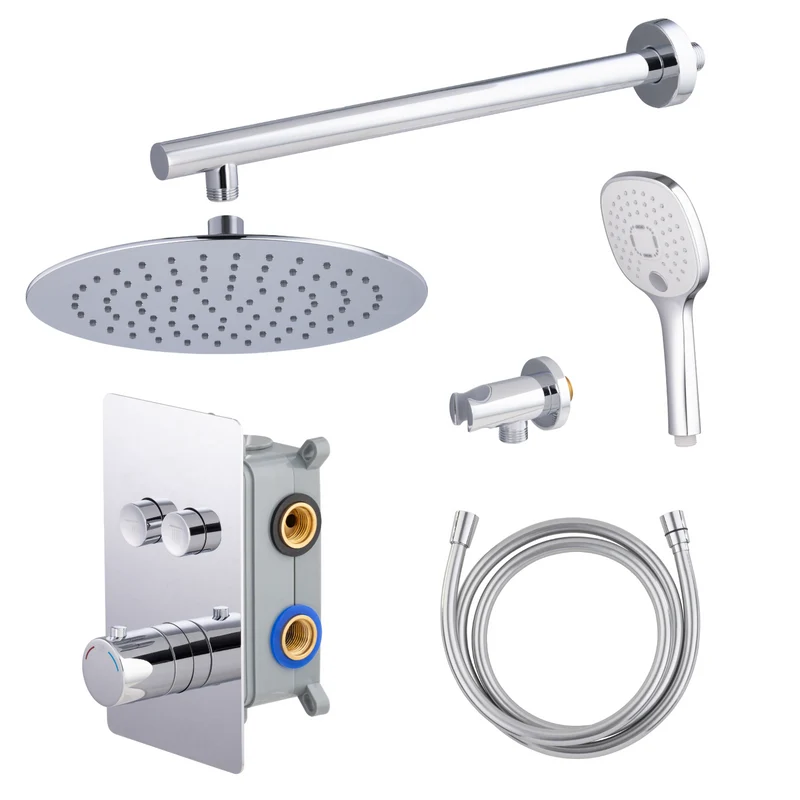 Conjunto de ducha termostática empotrada cromada