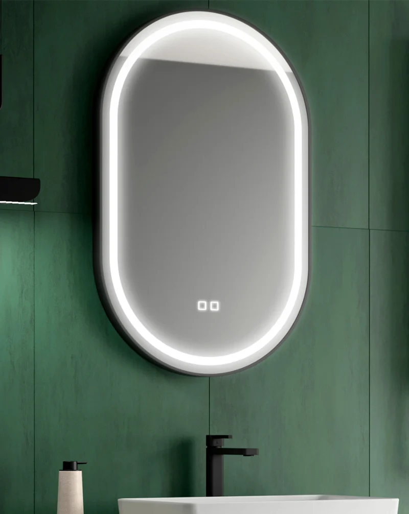 Jazz Espejo Led de Baño Ovalado | Luz ambiental | Sensor Táctil On/Off | 50cm x 80cm