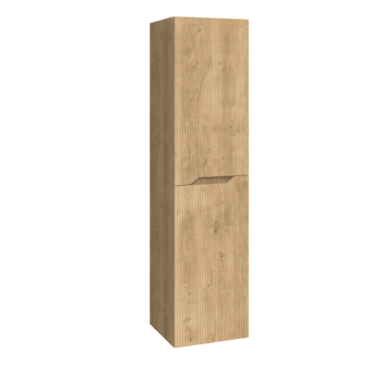 Bamboo Columna de Baño Suspendida 2 Puertas con Textura y Cierre Amortiguado | 140 x 34,9 x 31,9cm Roble Natural