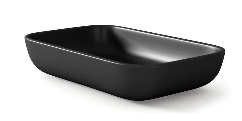 Masai Lavabo sobre Encimera Baño Resina Mineral Recubierta de Poliuretano Acrílico | Lavabo Baño para Encimera de 51x33cm | Negro azabache