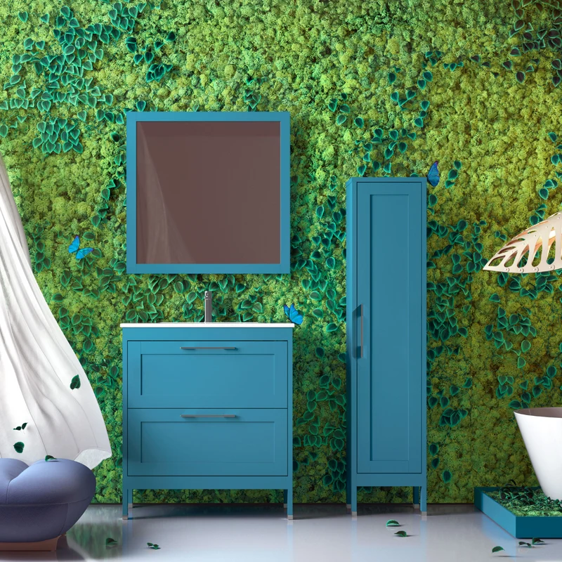 Toscana Mueble Baño A suelo con Lavabo Cerámico | 2 cajones con Cierre Amortiguado y Organizador | Island Mate