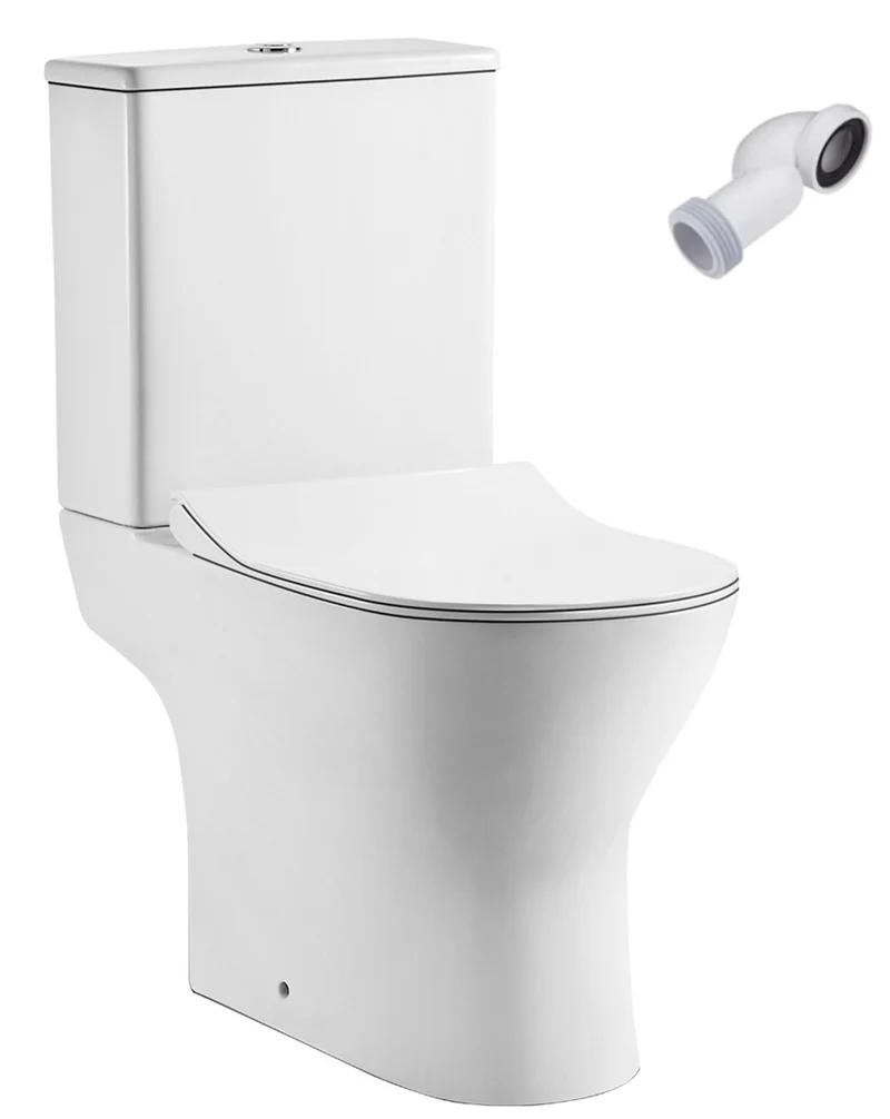 Argos Wc Inodoro Completo Redondo | Blanco Brillo | Inodoro Tanque Bajo Rimless con Cisterna y Asiento Caída Amortiguada