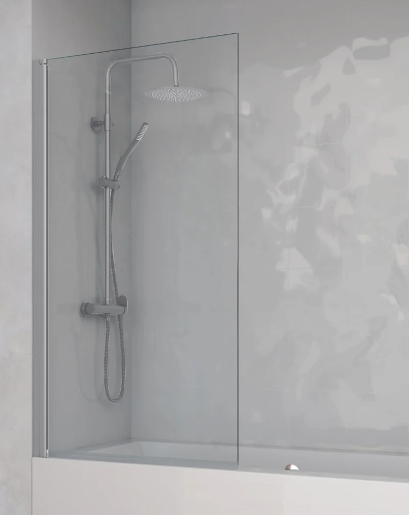 Denia Mampara Bañera Puerta Abatible | Vidrio Templado 6mm Antical 85x150cm | Rango de Movimiento 180º Reversible | Cromo Brillo