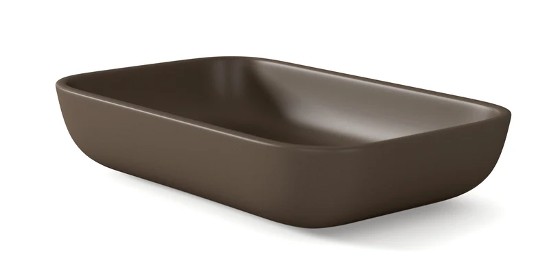 Masai Lavabo sobre Encimera Baño Resina Mineral Recubierta de Poliuretano Acrílico | Lavabo Baño para Encimera de 51x33cm | Leather