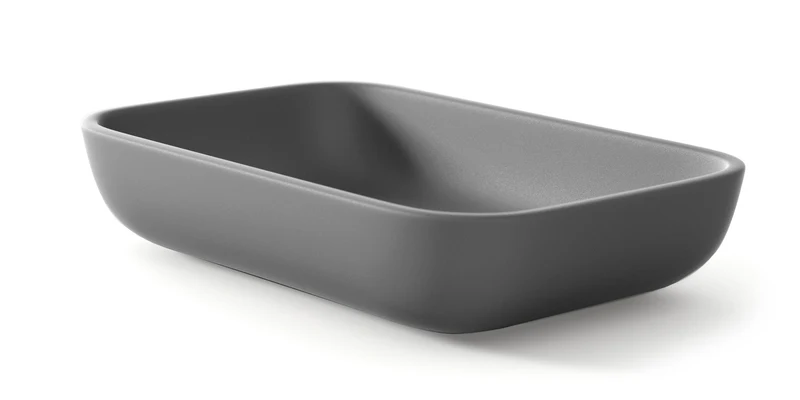 Masai Lavabo sobre Encimera Baño Resina Mineral Recubierta de Poliuretano Acrílico | Lavabo Baño para Encimera de 51x33cm | Plomo metálico