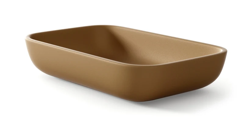 Masai Lavabo sobre Encimera Baño Resina Mineral Recubierta de Poliuretano Acrílico | Lavabo Baño para Encimera de 51x33cm | Oro metálico