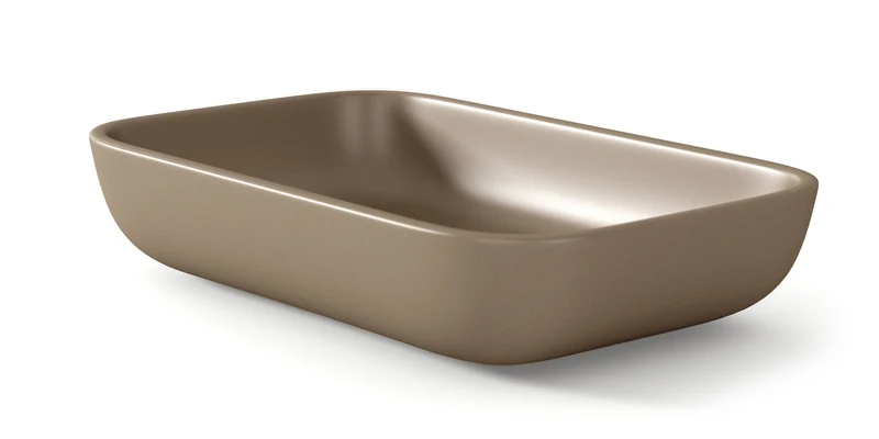 Masai Lavabo sobre Encimera Baño Resina Mineral Recubierta de Poliuretano Acrílico | Lavabo Baño para Encimera de 51x33cm | Tierra