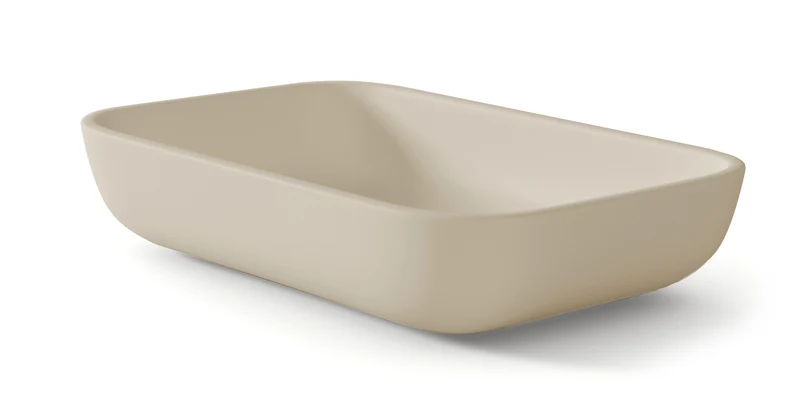 Masai Lavabo sobre Encimera Baño Resina Mineral Recubierta de Poliuretano Acrílico | Lavabo Baño para Encimera de 51x33cm | Beige