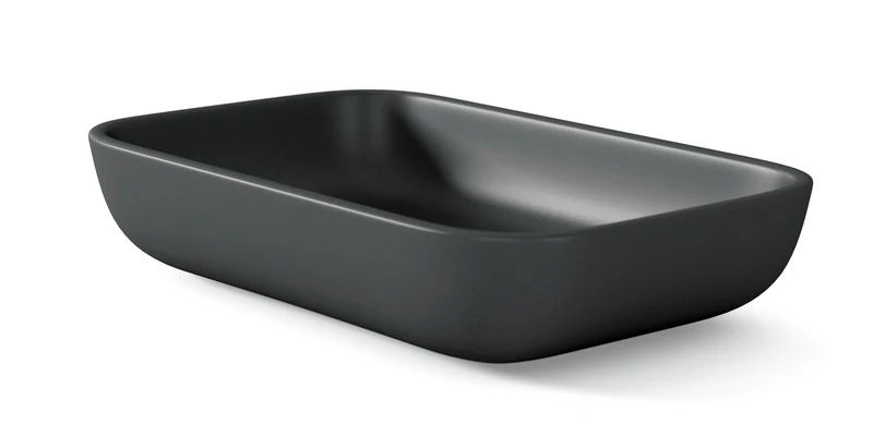 Masai Lavabo sobre Encimera Baño Resina Mineral Recubierta de Poliuretano Acrílico | Lavabo Baño para Encimera de 51x33cm | Antracita