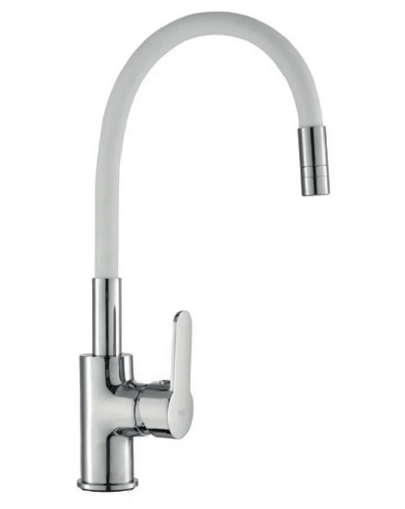 Monomando fregadero caño flexible Omnia | blanco