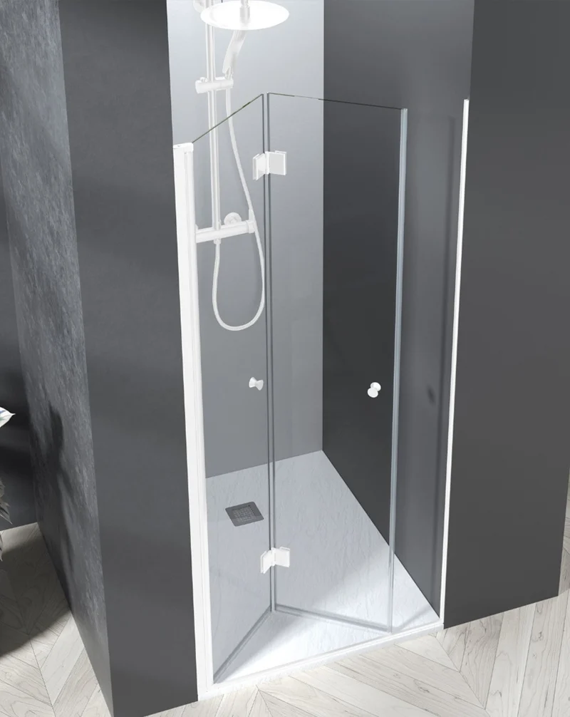 Vera Mampara de Ducha Frontal Puerta Plegable | Vidrio Templado de 6mm con Antical | 195cm Altura | Blanco Mate