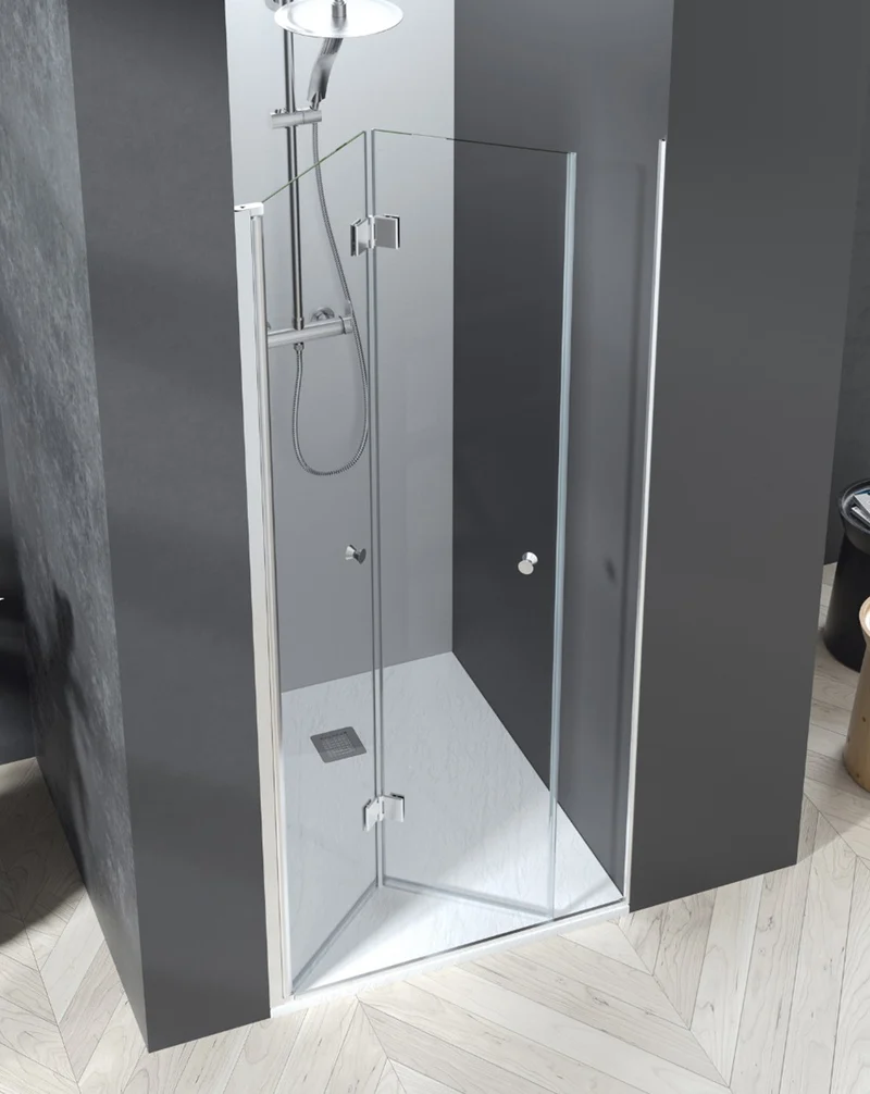 Vera Mampara de Ducha Frontal Puerta Plegable | Vidrio Templado de 6mm con Antical | 195cm Altura | Cromo Brillo