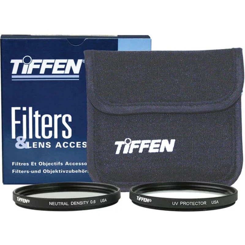 Paquete doble de lentes de video Tiffen de 49 mm (transparentes, de densidad neutra (ND) 0.6 y funda blanda)