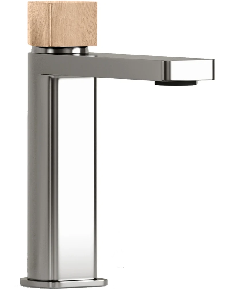 Combi Grifo de Baño Alto Monomando de Fácil Instalación con Mezclador | Colores| Maneta Personalizable | Roble natural