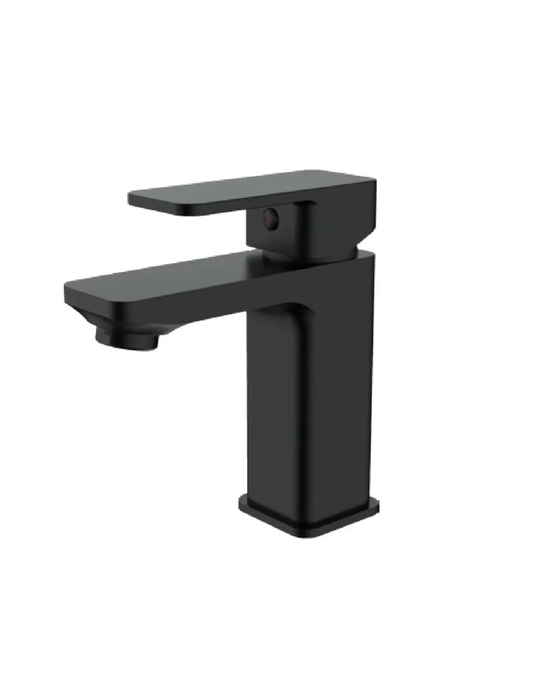 Skara Grifo de Baño Monomando de Fácil Instalación| Grifo de Lavabo para Baño Con Mezclador | Color Cromo-Negro Mate | Negro mate