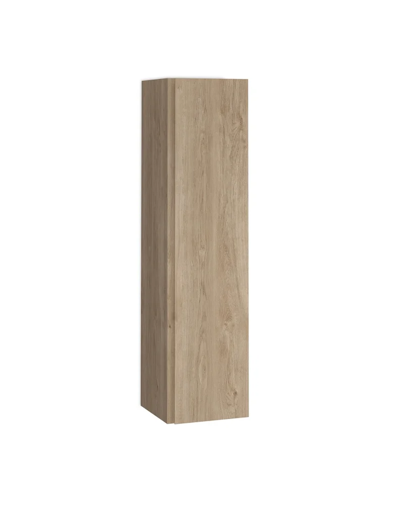 Cairo Columna de Baño Suspendida 1 Puerta | Armario Alto Baño Colgante 140x34,9x32,2cm | Roble natural