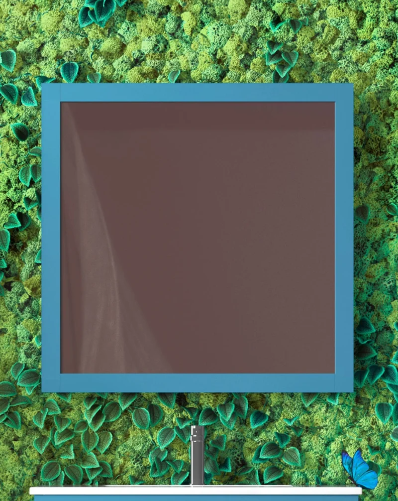 Toscana Espejo de Pared Rectangular sobre Base de Madera | Espejo Decorativo Rectangular| Espejo de Baño Rectangular 60-80-100cm | Island Mate