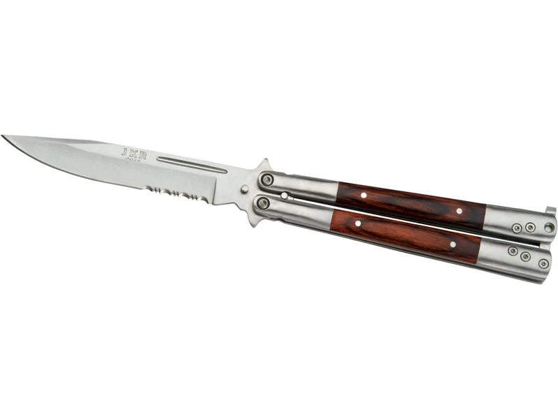 Navaja Abanico con Mango de Acero Inox y Madera Roja