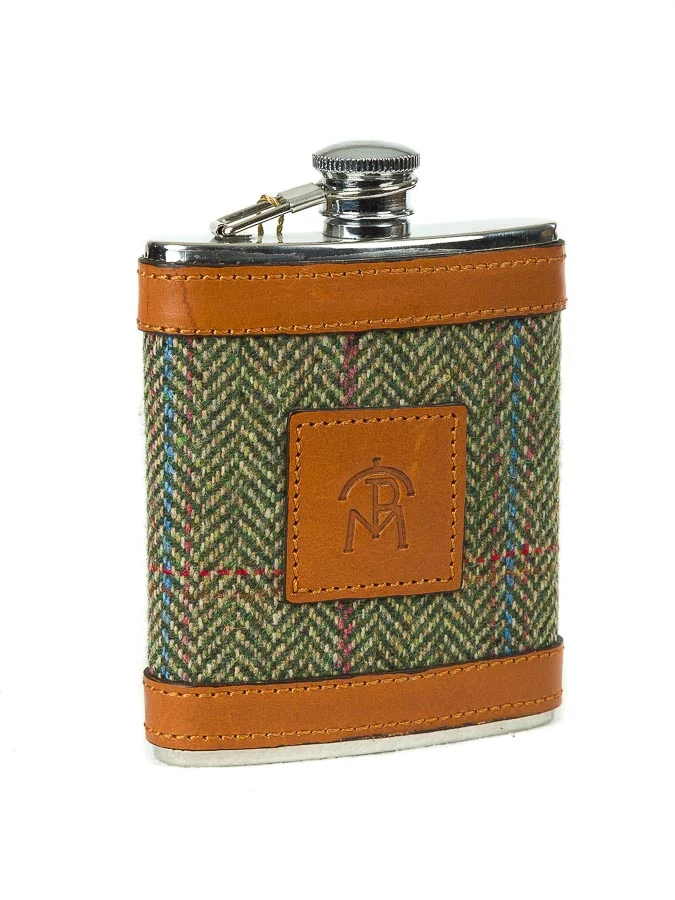 Petaca de Licor Pasión Morena en Tweed y Piel