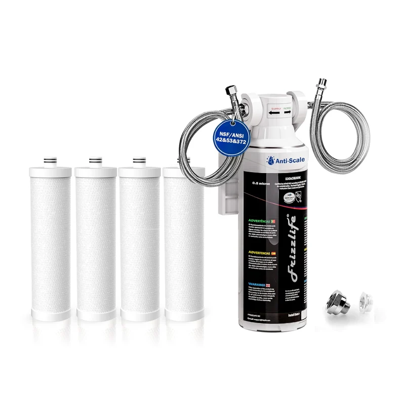 Filtro de agua Frizzlife MK99 para debajo del fregadero con cartucho de filtro adicional de DOS AÑOS.