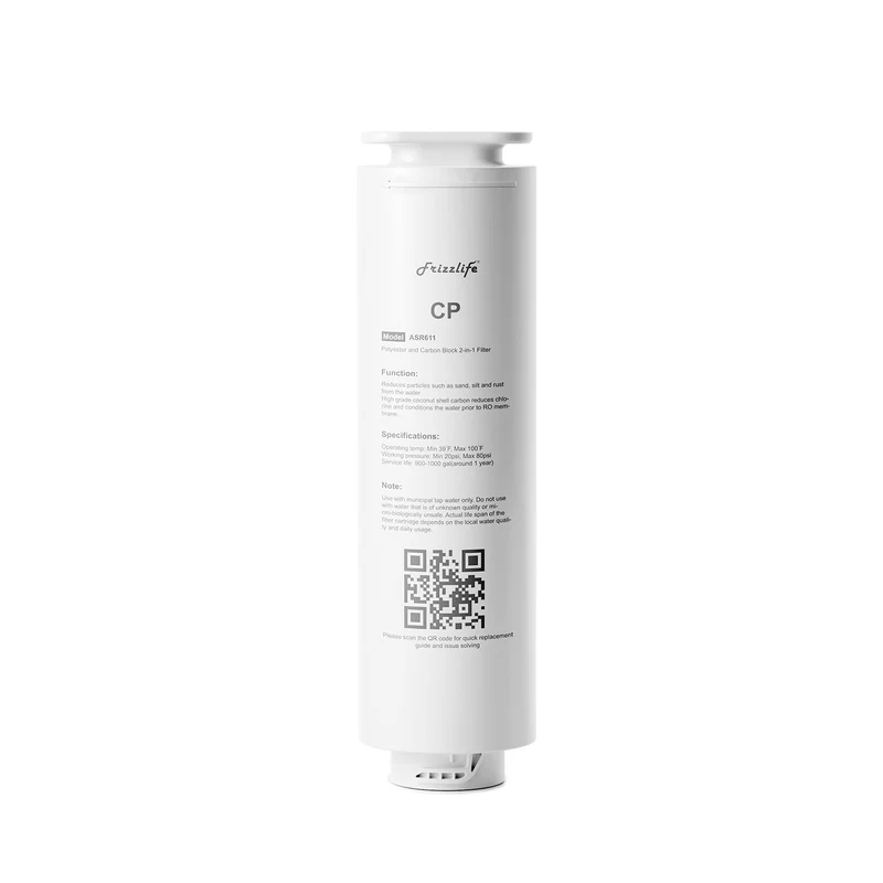Cartucho de filtro de repuesto Frizzlife ASR611 para sistema de ósmosis inversa PD1200 (1.ª etapa)