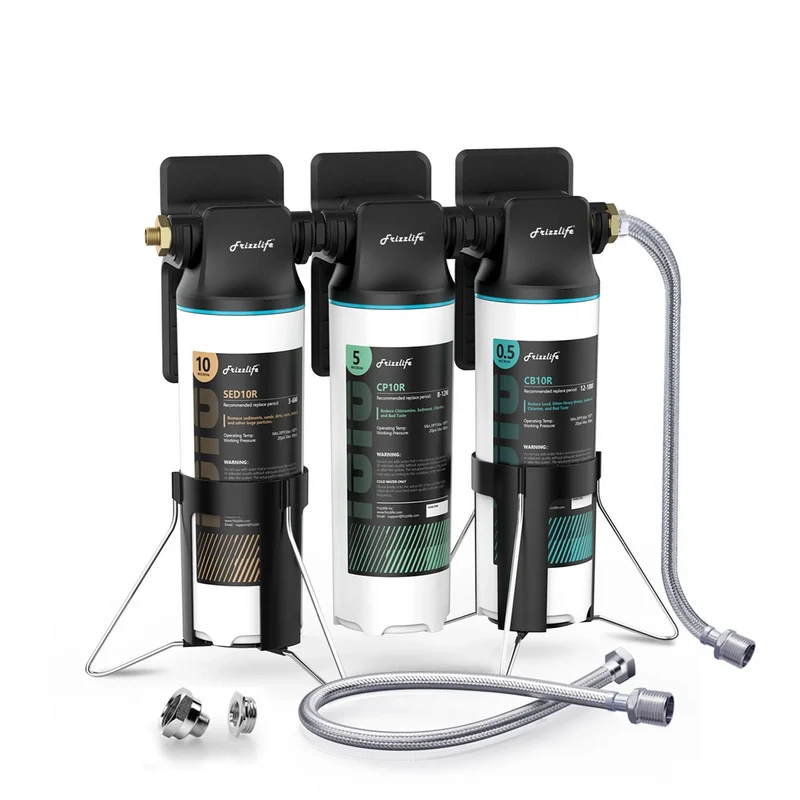 Sistema de filtro de agua bajo fregadero Frizzlife TW10, elementos certificados según NSF/ANSI 53 y 42