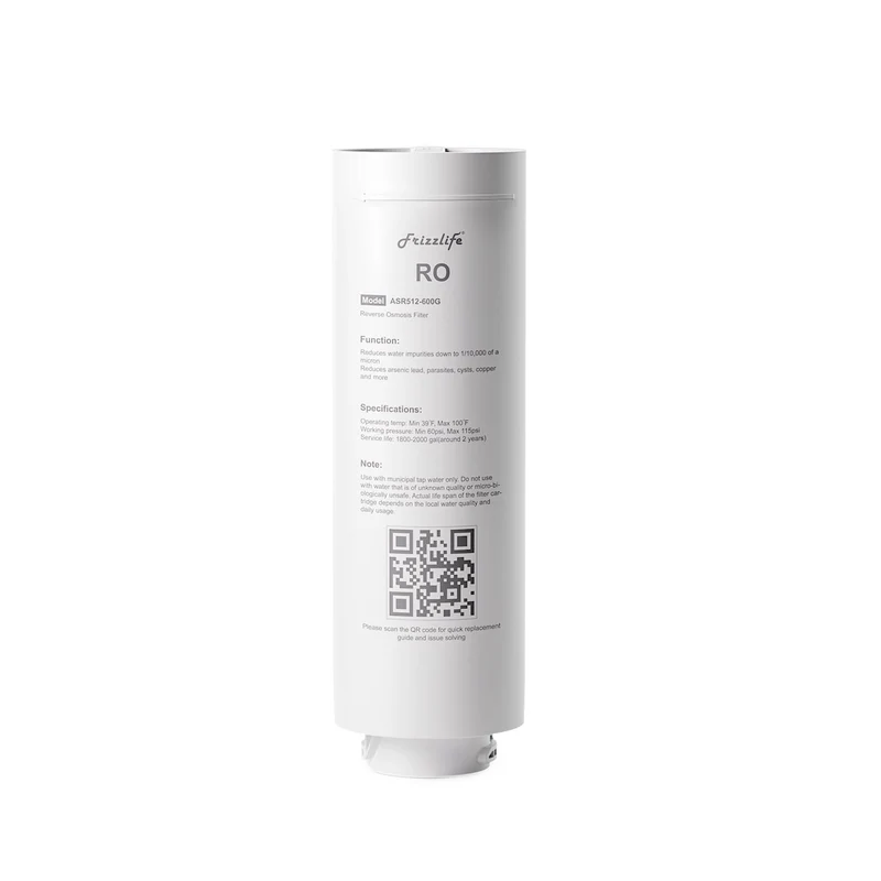 Cartucho de filtro de ósmosis inversa de repuesto Frizzlife ASR512-600G para sistema de ósmosis inversa MR600 (segunda etapa)